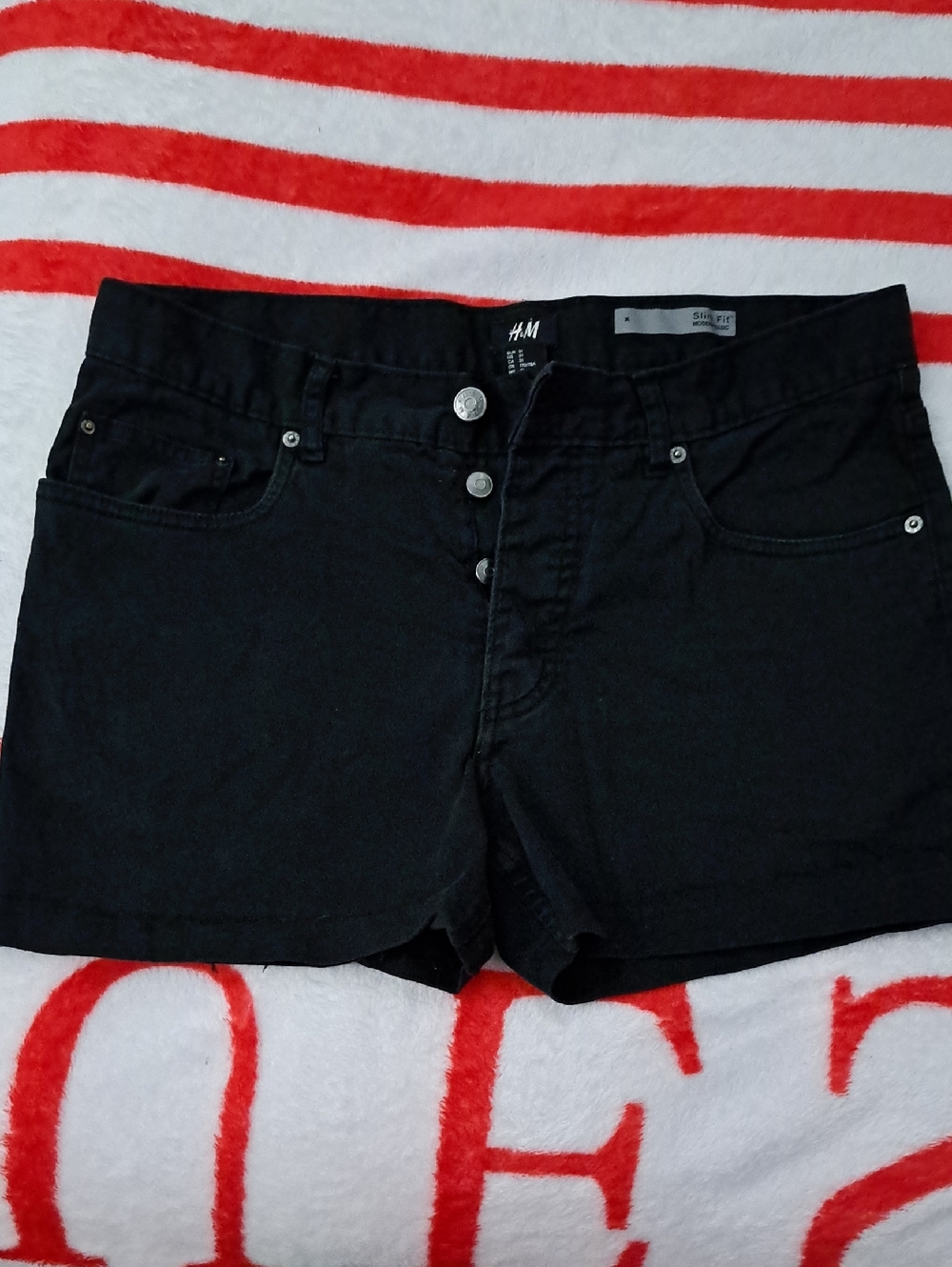 H&M Black Denim Button-Front Women's Shorts